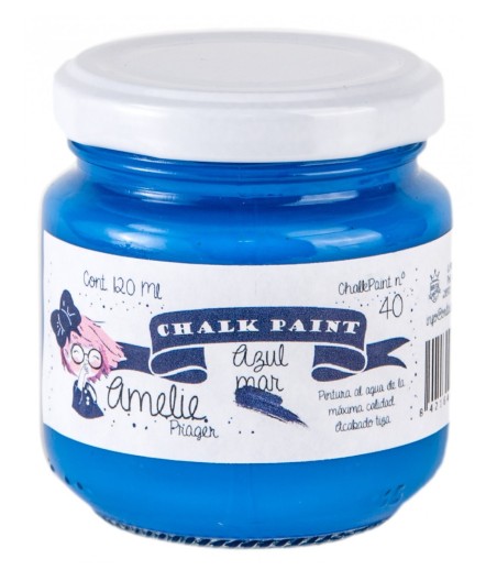 Pintura Tiza Chalk Paint 40 Azul Mar Amelie Prager 120ml