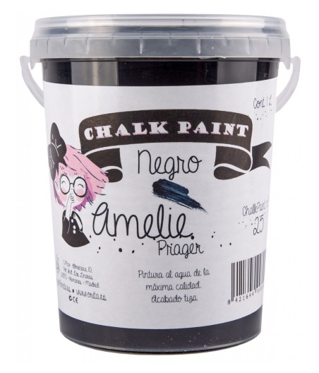 Pintura Tiza Chalk Paint 25 Negro Amelie Prager 1 Litro